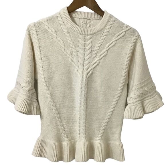 Kate Spade New York Neutral Pullover Knit White Cable Knit Sweater - Picture 6 of 13